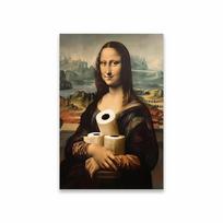 Funny Mona Lisa Bathroom Poster Decor Vintage Leonardo da Vinci Famous Print Toilet Paper Canvas Painting Classical Toilet Decor 50X70CM No Framed gray
