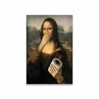 Funny Mona Lisa Bathroom Poster Decor Vintage Leonardo da Vinci Famous Print Toilet Paper Canvas Painting Classical Toilet Decor 50X70CM No Framed gray