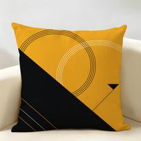 Bohemiškas geltonas juodas geometrinis pagalvės užvalkalas Patvarus hipoalerginis ekologiškas linas Trumpas pagalvės užvalkalas Skalbiamas 30cmx30cm(12x12Inch) black
