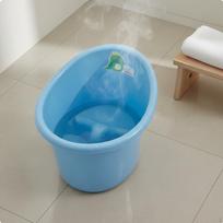Infant Bath Bucket with Seat AntiSlip Bottom Deep Soaking Tub High Backrest to Young dangaus mėlyna spalva