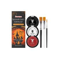 Dowmoo Halloween Face Body Paint Kit - 3 Colors Foundation Grease Paint with Brushes, Long-Lasting High Coverage Special Effects Cosplay Party Makeup black