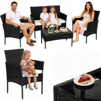 Lauko baldų komplektas Funfit Garden iš sintetinio ratano, juodas, 4 vietų