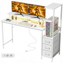 Gaming Desk 147 Cm Computer Table With Adjustable And Reversible CPU Holder RGB Lights Power Outlets USB And USB C