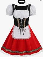 S-4XL Vokiški Oktoberfest kostiumai, Bavariški tradiciniai padavėjų kostiumai, Helovino vakarėlių sceniniai kostiumai XXXL raudona