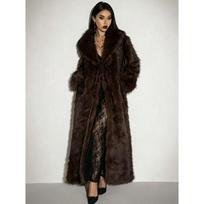 Temperament versatile, covering meat and looking thin, fashionable imitation fur loose long plush jacket thickened to keep warm, out of the street M black