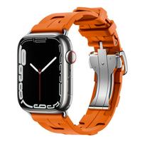Kilim Vienos kilpos silikoninė apyrankė Apple Watch juosta 44mm 40mm 49mm 45mm 46mm apyrankė iwatch serija 9 6 se 3 7 8 ultra 2 10 11 38 40 41mm S10-42mm oranžinė