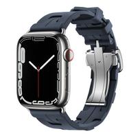 Kilim Vienos kilpos silikoninė apyrankė Apple Watch juosta 44mm 40mm 49mm 45mm 46mm apyrankė iwatch serija 9 6 se 3 7 8 ultra 2 10 11 38 40 41mm S10-42mm black