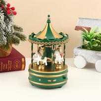 Christmas Carousel Wind-Up Music Box - Creative Birthday Gift & Children's Holiday Decoration žalia