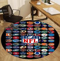 NFL Pattern Round Rug, Indoor/Outdoor Mat, for Picnic, Gameroom, Bedroom, Office, Living Room, Home Decor Carpet, Birthday Gift 120cmx120cm