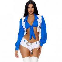 Cheerleading Costume Women Football Game Nightclub Long Sleeve Top Vest Sexy Dance Outfit XL