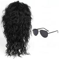 Anime Michael Jackson Cosplay Michael Cosplay Black Wig Michael Role Play Medium Long Curly Black Hair Wig Halloween Cos Wigs One Size black