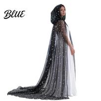 Masquerade Ball Cover Star Moon Length Cloak Hooded Up Full for Women Sheer Elegant Stage Performance Cape Tulle Gothic L gray