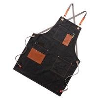 Cooking Apron for Men Women PU Chef Apron with Multi Pockets for Kitchen Restaurant Black black
