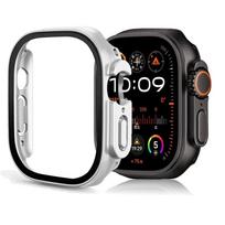 Grūdintas stiklas+Dengtelis Apple Watch Ultra 3 2 1 49mm PC Buferis Ekrano apsauga Dėklas iWatch Series Ultra 3 49mm Priedams Ultra-3 49mm sidabras