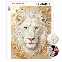 5D Pearl Art Majestic Lion Design DIY Enamel Mosaic Painting Frameless Wall Decor Handmade Craft Gift for Home Bedroom Living Room 30x40cm beige