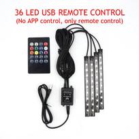 LED Car Foot Light Ambient Lamp with USB Wireless Remote, Music Control Multiple Modes, Automotive Interior Decorative Light 【36】USB RC gray