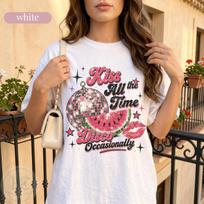 Harry Styles _Together_ Tour 2026 _Kiss All The Time Disco Occasionally_ Retro Disco Ball Watermelon Lips Graphic Top XL white