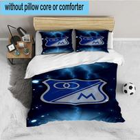 3PCS Blue Shield Emblem Millo-narios Bedding set,Ideal for1pc Duvet Cover And 2pcs Pillowcases Perfect for Christmas Ideal for Bedroom, Dormitory 135cm*200cm gray