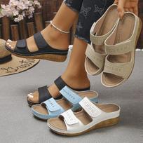Adjustable Velcro Cross-Strap Lightweight Slippers - Large Size 38 dangaus mėlyna spalva