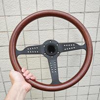 JDM Grand Prix Wood Style Steering Wheel Universal Vintage Classic Steering Wheel Black M-M- gray