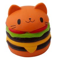 Giant Food Cat Face Burger Pu Slow Rebound Toy Simulates Bread Fragrant Soft Slowly Rising Squeeze Children'S Toy Christmas Gift orange