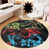 Game Controller Printed Round Rug Carpet Chair Rug Area Rug Entryway Doormats,for Office Chair Living Room Bedroom Kitchen Room. 80cmx80cm brown