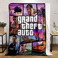 Grand Theft Auto VI Themed Stylish Warm blanket Poster Flannel blanket for bedroom, living room, sofa, and nap 130x150cm(51*59in)