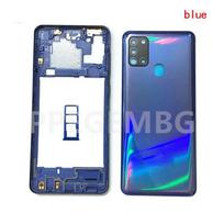 For Samsung Galaxy A21s A217 Housing Middle Frame Chassis battery cover shell Lid Case Rear Back Panel camera Glass Sim slot mėlyna