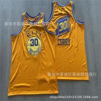Vyriški Golden State Warriors Steph Curry 30 Retro Krepšinio Džersis Medvilnės Mišinys Siuvinėta Uniforma Medium brown