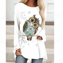 Pelėdos marškinėliai Moteriški marškinėliai Moteriški madingi marškinėliai Gyvūnų marškinėliai ilgomis rankovėmis marškinėliai Essential Tops Kawaii Tunika Moteriški drabužiai 6XL beige