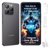 Išmanusis telefonas „CUBOT Note 60“, „Android 15“, 6/128GB, NFC, „Dual SIM“, 4G, 7,2 col., dėklas