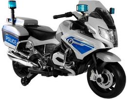 Akumuliatorinis motociklas vaikams BMW R1200 Police, sidabrinis