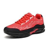 Air-cushion Men's Sneakers Fashion Lace-up Casual Sports Shoes Soft Sole Non-slip Trainers for Jogging Fitness 46 raudona