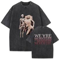 Classic Lady Gaga The Mayhem Ball Album  Fans T Shirts Unisex Women Hip Hop Vintage Washed Fashion Oversized Tshirt Streetwear 2XL black
