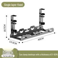Retractable No-Drill Cable Organizer & Under-Desk Wire Management Rack gray