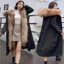 Žieminė striukė moteriška parka, stora, šilta, su kailio pamušalu, ilga parka moteriška, dirbtinis kailis, nusegamas dirbtinis kailis, paltas su gobtuvu, 5XL XS gray