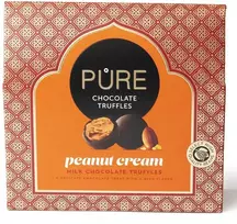 Pure Chocolate Pieninio šokolado triufeliai su žemės riešutų kremo įdaru 94 g PURE
