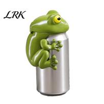Reusable Drink Toppers 3D Printed Cute Animal Can Cover, Soda Protector Lid, Dinosaur Frog Shark Picnic Accessories Dust Cover for Standard Frog brown
