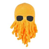 Barzdos Balaklava Kepurė Gyvūnas Cthulhu Slidinėjimo Kepurė Juokinga Megzta Kepuraitė Moteriška/Vyriška geltona