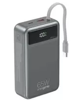 Gembird PB20-PD65-LCD-01 greito įkrovimo išorinė baterija su integruotais laidais, 65W, 20000 mAh, juodas