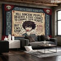 Death Note Wall Tapestry Aesthetic Wall Hanging Printed Fabric Blanket Decorative Tapestries For Bedroom Living Room Home Decor 130cm x 150cm