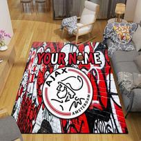 Custom Name,AFC Ajax Home Sofa Decoration for Living Room & Bedroom, Non‑Slip Play Flannel Floor Mat for Game Room 60x90cm( 23x35in )
