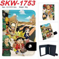 One Piece Anime Snap Button Wallet Vertical Card Holder Coin Purse for Students Men Women
