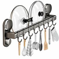 Virtuvinis pakabinamas stovas be gręžimo Nuimami sieniniai kabliukai Organizatoriaus stovas Siurbimo puodelio pakabinamas strypas Miegamasis Double pole 50cm gray