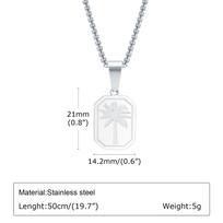 Havajietiški medžių karoliai vyrams, nerūdijančio plieno palmių medžių kvadratiniai pakabukai. Stilingas juvelyrinis dovana 60cm white