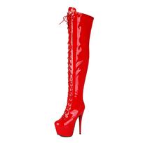 Hate The Sky High Queen Pole Dance Knee Boots Model Catwalk Lace-Up Boots Knight Boots 40-46 Boots 39 raudona