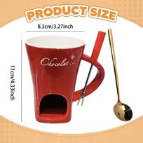 Chocolate , Ceramic Fondue Cup, Cheese Set, Maker, Fork, Butter Warmer raudona