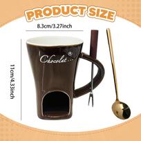 Chocolate , Ceramic Fondue Cup, Cheese Set, Maker, Fork, Butter Warmer kava
