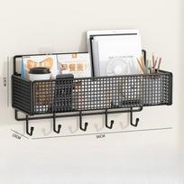 Bathroom Shelf Wall Free Punching Dormitory Bed Bedside Storage Basket Good Things Wall Hanging on The Shop Artifact gray