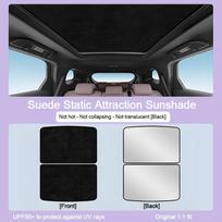 For Volkswagen Tiguan 5N MK1 2009~2016 2012 Car Roof Sunshade Electrostatic Adsorption Sunroof Sunshade Skylight Blind Shading Suede black-white